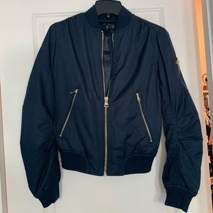 TOPSHOP Navy Blue Bomber Jacket Size 4